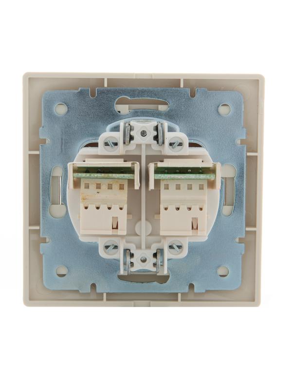  Розетка телефонная 2-м СП Mira RJ11 16А IP20 евро стандарт со вставкой крем. LEZARD 701-0303-138 фото в каталоге от BTSprom.by