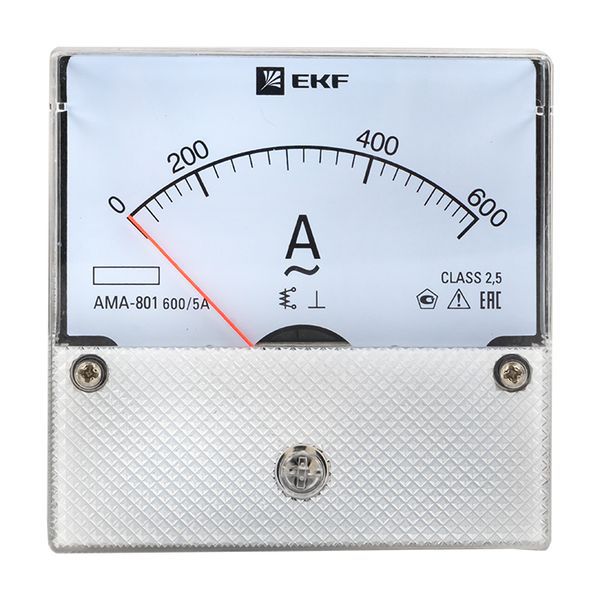  Амперметр аналоговый AM-A801 на панель 80х80 кругл. вырез 600А трансф. подкл. EKF am-a801-600/ama-801-600 фото в каталоге от BTSprom.by