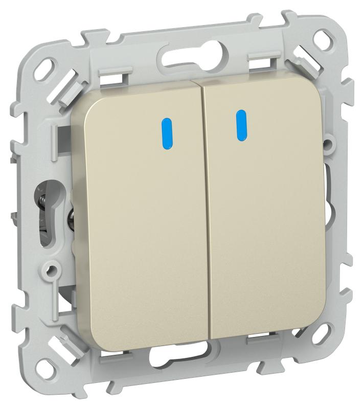 выключатель кнопочный 2-кл. сп flite вс12-2-1-флш 10а с индикацией механизм шампань iek fi-v24-1-10-1-k37 от BTSprom.by