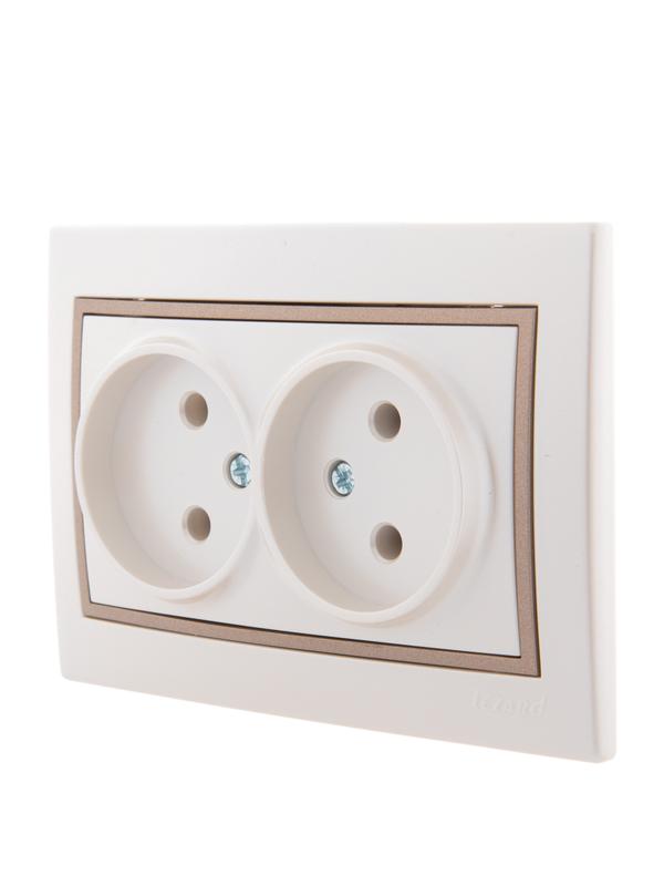  Розетка 2-м СП Mira 16А IP20 без заземл. со вставкой керамика свет. корич./жемчуж./бел. перламутр. LEZARD 701-3031-128 фото в каталоге от BTSprom.by