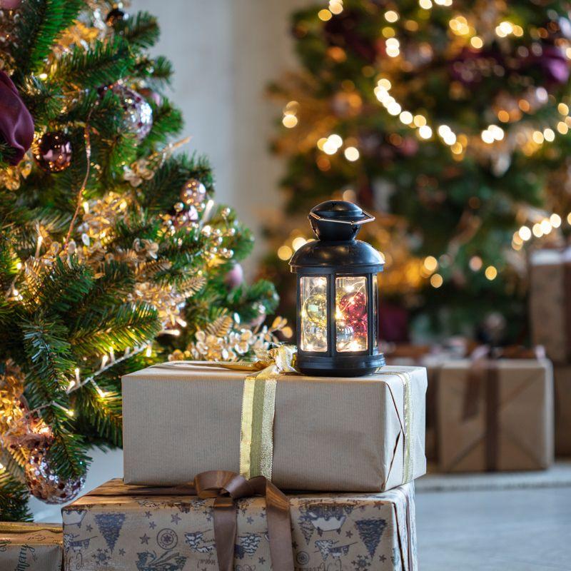  Фонарь декоративный 12х12х20.6см с шариками тепл. бел. корпус черн. Neon-Night 513-061 фото в каталоге от BTSprom.by