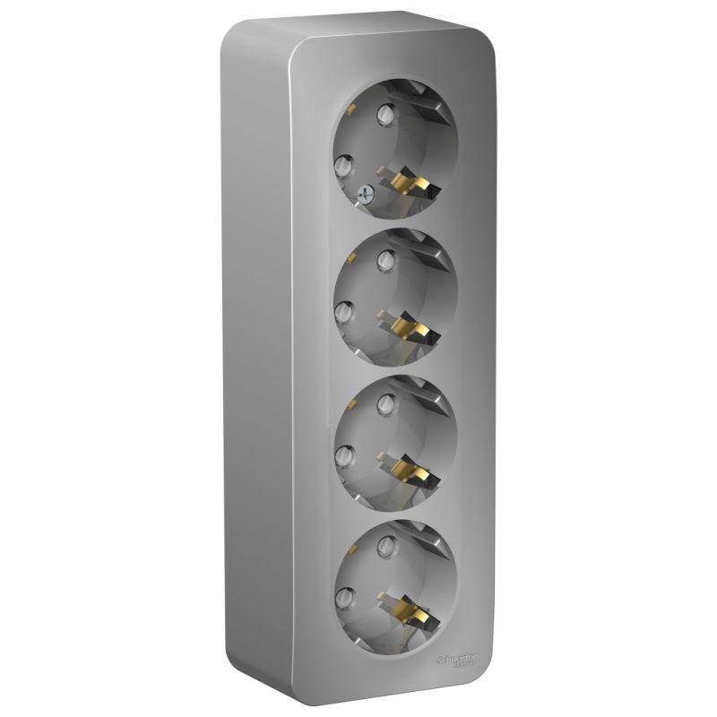 розетка 4-м оп blanca 16а ip20 250в с заземл. защ. шторки с изолир. пластиной алюм. se blnra011413 от BTSprom.by