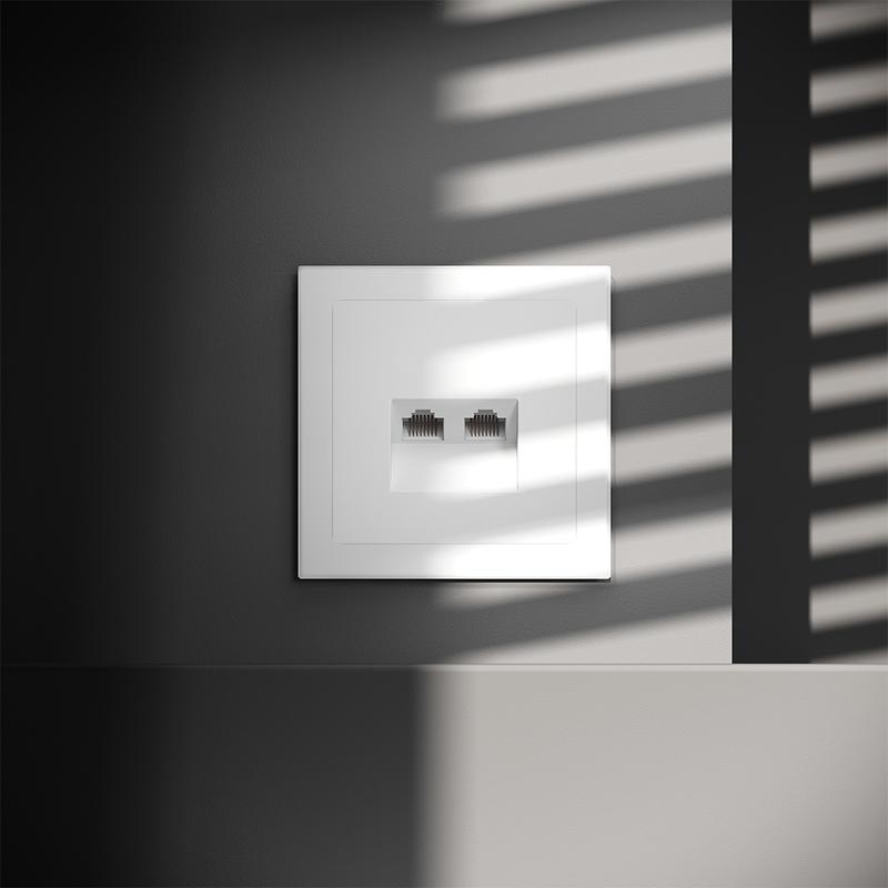  Розетка компьютерная 2-м СП S70 RJ45 + RJ45 кат.6 механизм бел. матов. Voltum VLS060202 фото в каталоге от BTSprom.by