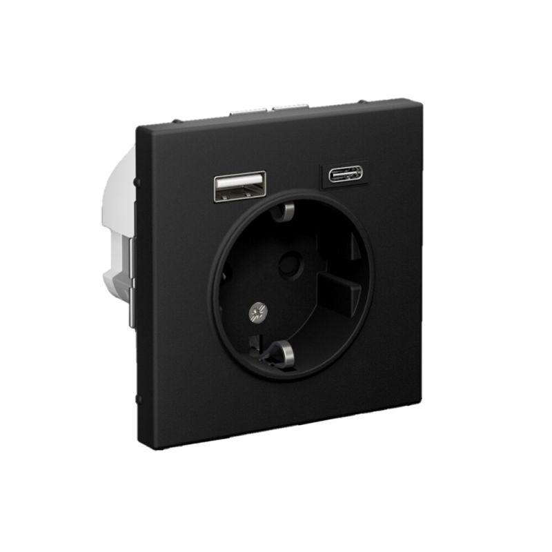  Розетка ArtGallery 16А с 2-мя заряд. устройствами USB A+C 5В/2.4А/3А 2х5В/1.5А механизм карбон SE GAL001032 фото в каталоге от BTSprom.by