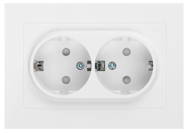 розетка 2-м сп accent 6-208-01 16а ip20 250в 2p+e schuko со шторками al/cu бел. intro б0063528 от BTSprom.by