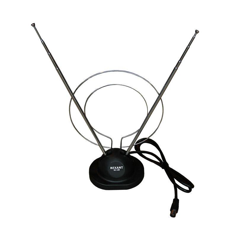антенна тв комнатная rx-100 телескопич. на подставке с кольцом vhf; uhf 47-860mhz rexant 34-0100 от BTSprom.by