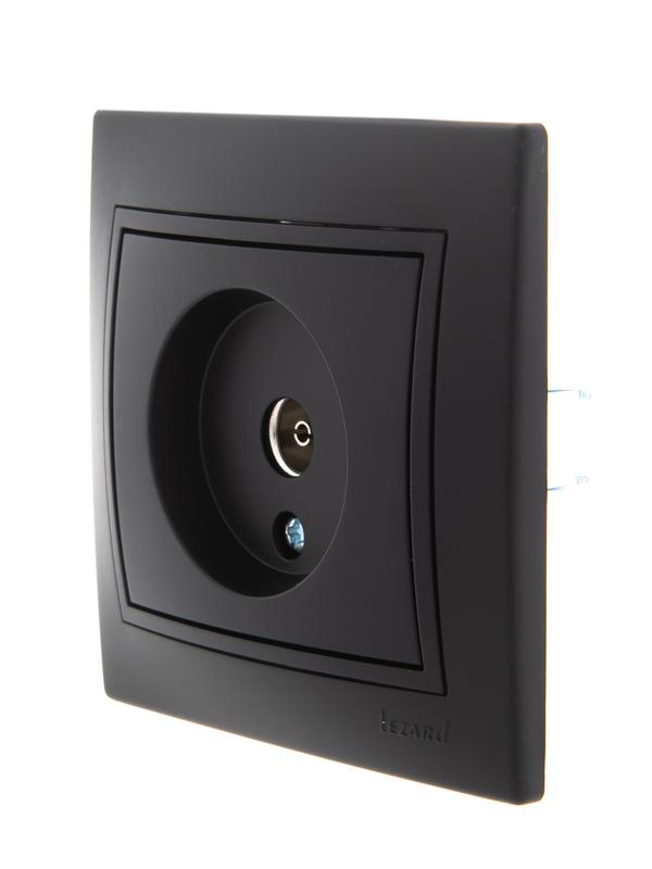  Розетка телевизионная оконечная TV Mira со вставкой черн. бархат LEZARD 701-4242-130 фото в каталоге от BTSprom.by