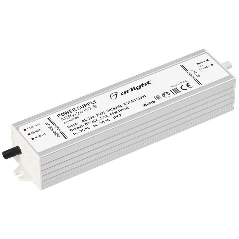 блок питания arpv-24060-b 24в 2.5а 60вт ip67 метал. 3 года arlight 020005 от BTSprom.by