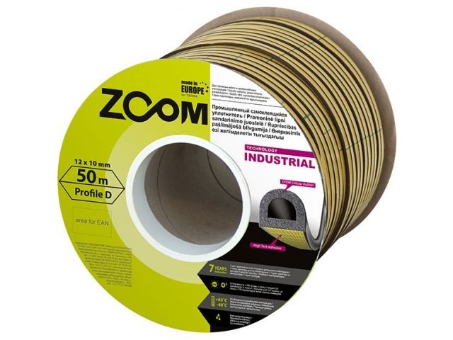 уплотнитель гаражный "d" 12ммх10мм белый сдвоенный профиль (2х25м) zoom industrial 02-2-4-221 от BTSprom.by