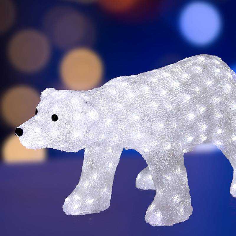 акриловая светодиодная фигура "белый медведь", 81х41х45 см, 270 светодиодов белого цвета, ip 44, понижающий трансформатор в комплекте, neon-night от BTSprom.by