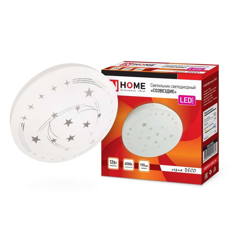 светильник светодиодный deco созвездие 12вт 6500к 1080лм 230в 210х65мм in home 4690612022185 от BTSprom.by