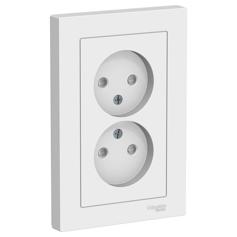 розетка 2-м сп atlasdesign 16а ip20 без заземл. защ. шторки в сборе бел. se atn000122 от BTSprom.by