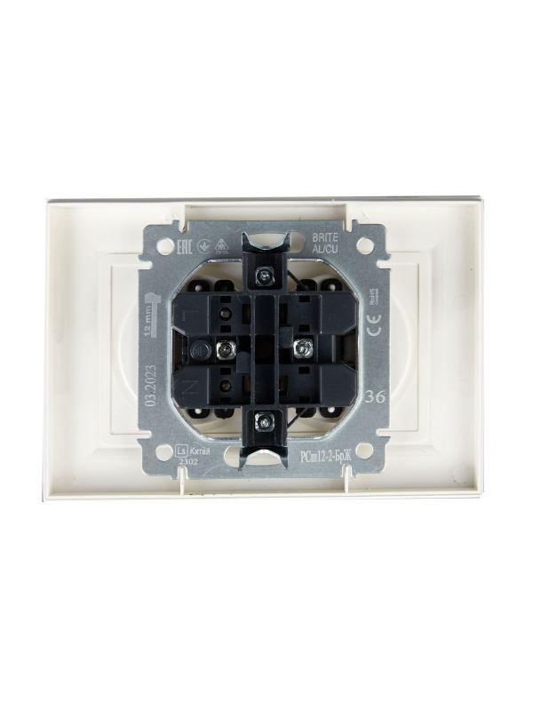  Розетка 2-м СП BRITE РСш12-2-БрЖ 10А в сборе без заземл. защ. шторки жемчуж. IEK BR-R23-10-K36-F фото в каталоге от BTSprom.by