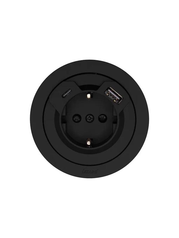  Розетка 1-м СП OSEN с заземл. TC + USB разъем механизм черн. бархат LEZARD 743-4288-181TC фото в каталоге от BTSprom.by