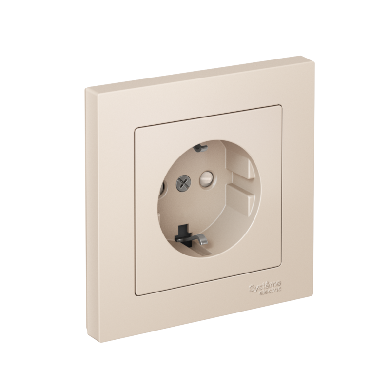 розетка atlasdesign 16а с заземл. защ. шторки быстрозажим. клем. в сборе беж. se atn000244s от BTSprom.by