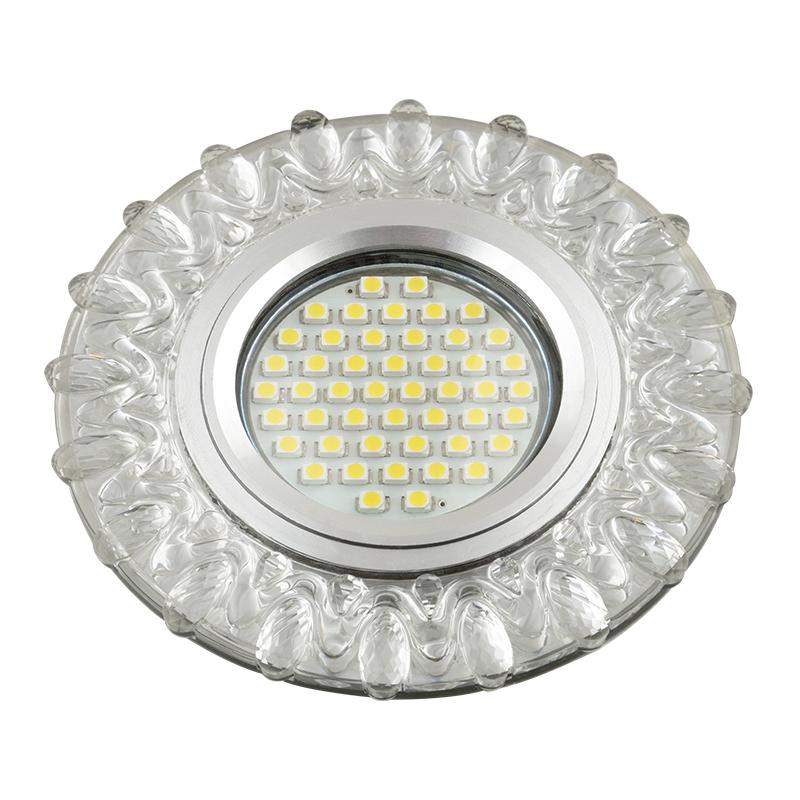 светильник dls-l148 gu5.3 glassy/clear gu5.3 встраив. доп. светодиод. подсветка 3вт без лампы стекло fametto ul-00003899 от BTSprom.by