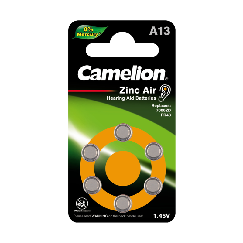 элемент питания za13 mercury free a13-bp6 (0%hg) 1.4в 280ма.ч для слуховых аппаратов bl-6 (блист.6шт) camelion 12824 от BTSprom.by