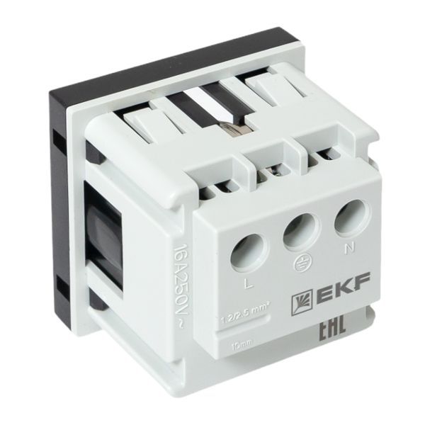  Розетка 45х45 с зазем. с защ. шторками 90град. черн. матов. EKF E2MR16-028-30 фото в каталоге от BTSprom.by