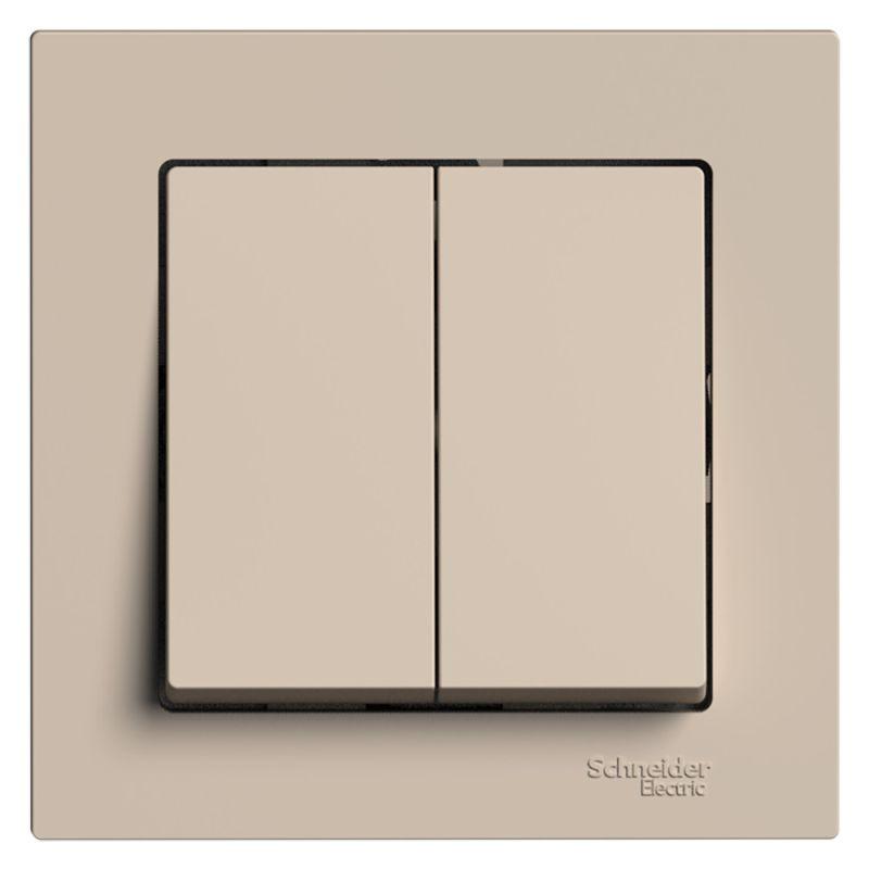  Выключатель 2-кл. AtlasDesign (сх.5) 10AX в сборе песочн. SE ATN001252 фото в каталоге от BTSprom.by