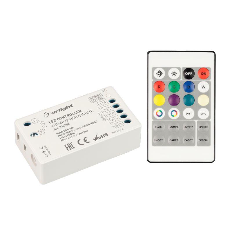 контроллер arl-4022-rgbw white 5-24в 4х4а пду 24 кнопки rf ip20 пластик arlight 032358 от BTSprom.by