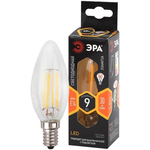 лампа светодиодная филаментная f-led b35-9w-827-e14 b35 9вт свеча e14 тепл. бел. эра б0046991 от BTSprom.by