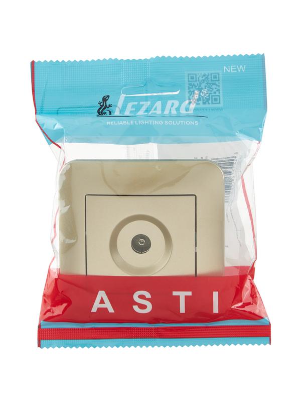  Розетка телевизионная проходная TV СП ASTI IP20 в сборе золото. LEZARD 7081-3636-129 фото в каталоге от BTSprom.by