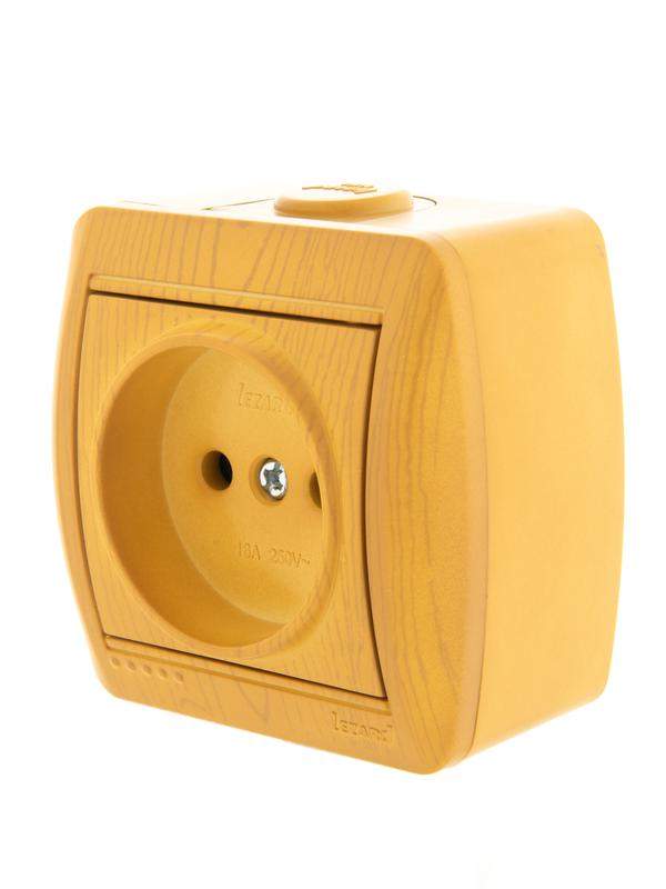  Розетка 1-м ОП Nata 16А IP20 без заземл. керамика ольха LEZARD 710-0700-121 фото в каталоге от BTSprom.by