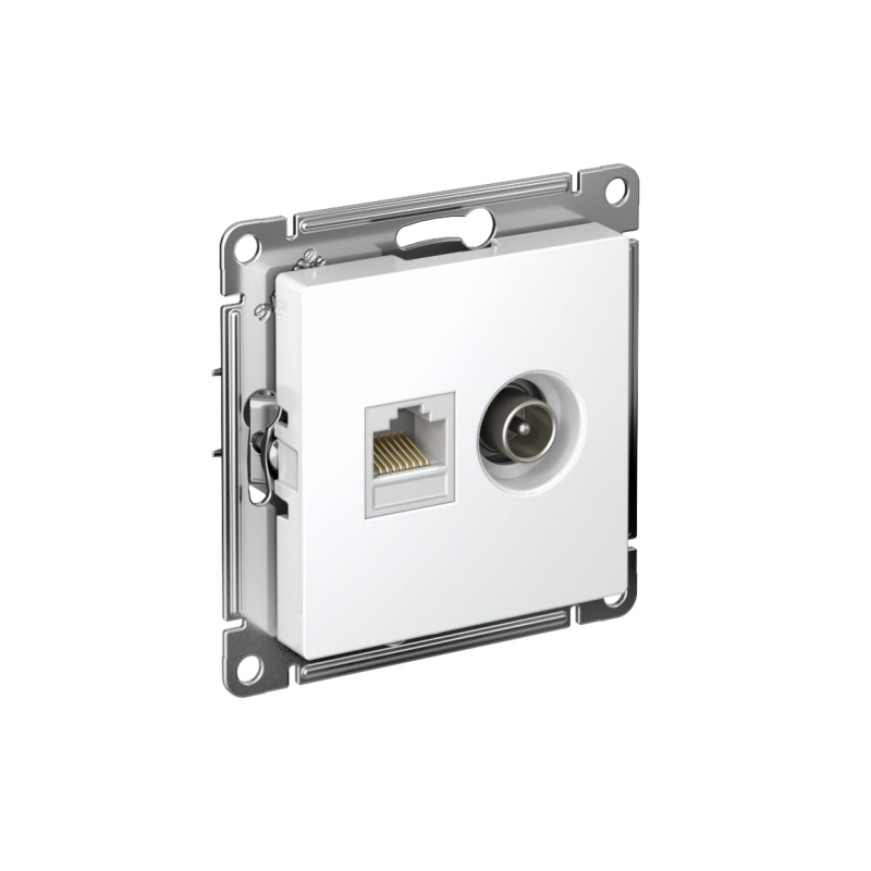 розетка компьютерная + телевизионная 2-м сп atlasdesign rj45 кат.5e + tv механизм лотос se atn001389 от BTSprom.by