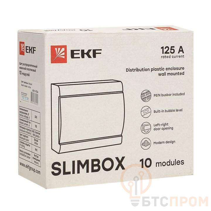  Щит ЩРН-П-10 "SlimBox" IP41 бел. дверца PROxima EKF sb-n-10w фото в каталоге от BTSprom.by