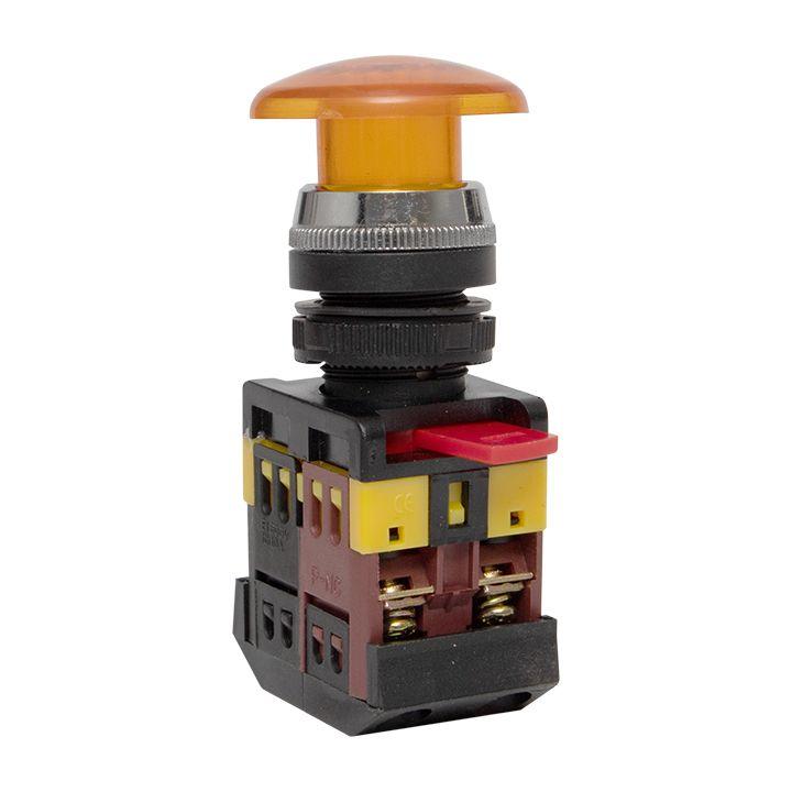 кнопка "грибок" aela-22 no+nc 220в с подсветкой желт. proxima ekf pbn-aela-1o-220 от BTSprom.by