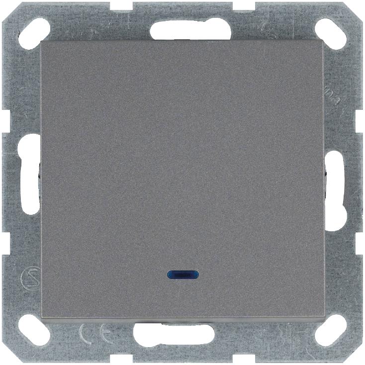 переключатель проходной 1-кл. 10а ip20 с подсветкой механизм алюм. jasmart g3012ns от BTSprom.by