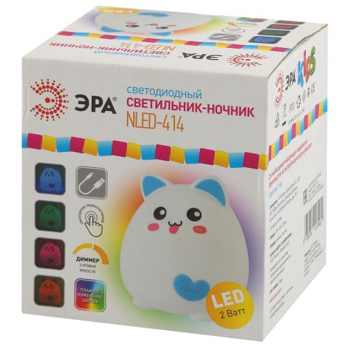 Светильник NLED-414-2W-BU ночник бел. с син. Эра Б0041093 фото в каталоге от BTSprom.by