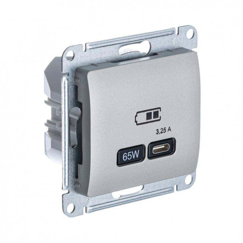 розетка usb glossa тип c 65вт qc pd высокоскор. зу механизм платина se gsl001227 от BTSprom.by