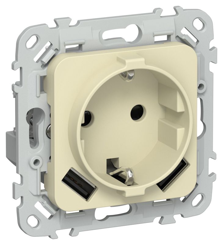 розетка 1-м сп flite рсюша11-0-флн 16а с usb a+a 3.1а с заземл. с защ. шторками механизм навахо iek fi-r14-16-u21-d31-k87 от BTSprom.by