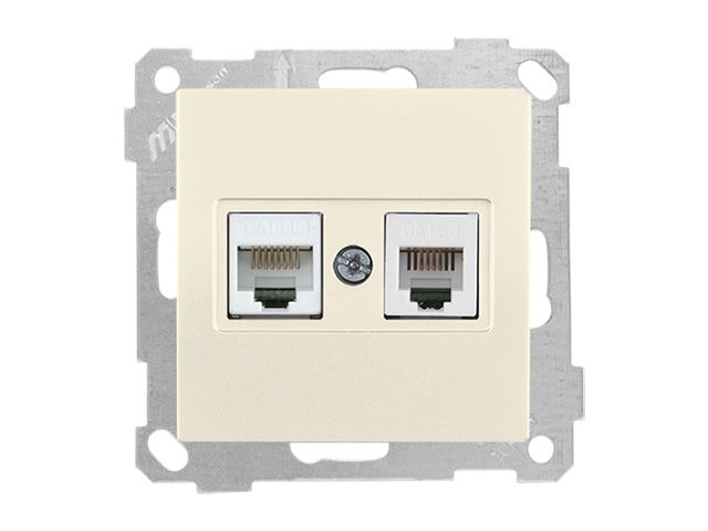 розетка телефонная + компьютерная (rj12+cat5e, скрытая, без рамки) кремовая, daria, mutlusan 2100 139 0102 от BTSprom.by