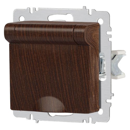  Розетка 1-м СП Accent 6-203-10 16А IP20 250В 2P+E Schuko с крышкой AL/CU венге Intro Б0063454 фото в каталоге от BTSprom.by