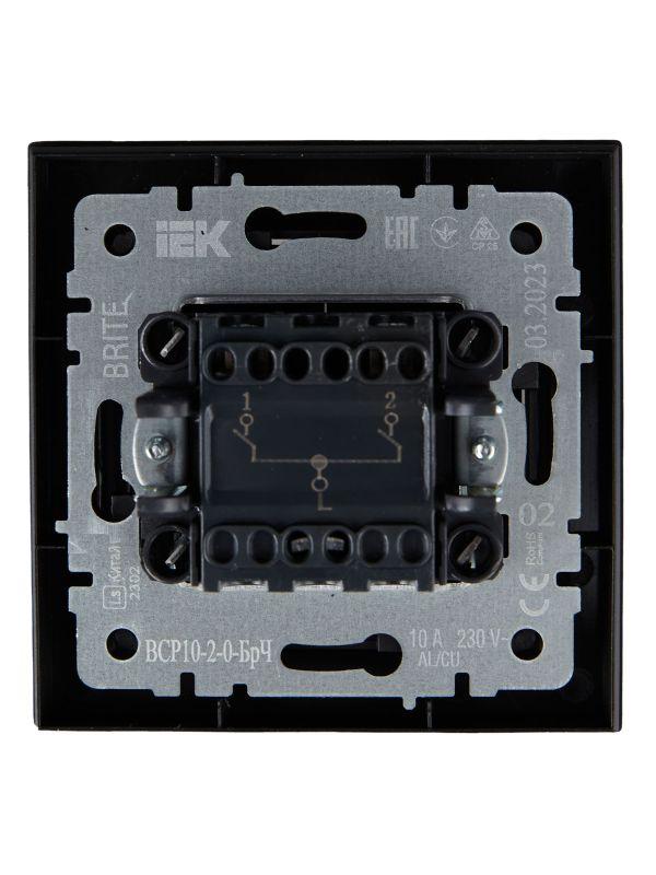  Выключатель 2-кл. СП BRITE ВСР10-2-0-БрЧ 10А в сборе черн. IEK BR-V20-0-10-K02-F фото в каталоге от BTSprom.by