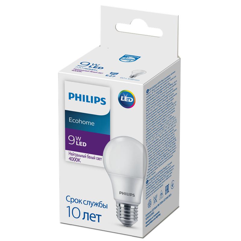 лампа светодиодная ecohome led bulb 9w 720lm e27 840 philips 929002299017 от BTSprom.by