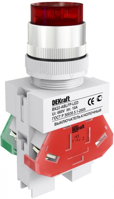 выключатель кнопочный led ablfp вк-22 d22мм 24в ac/dc красн. dekraft 25070dek от BTSprom.by