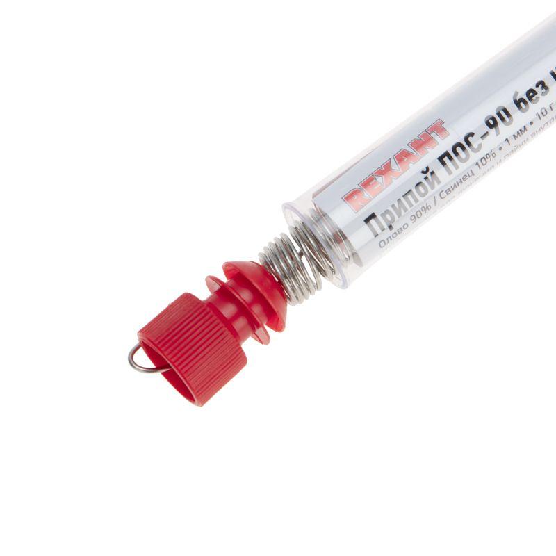  Припой без канифоли ПОС-90 10г d1.0мм (Sn90 Pb10) колба Rexant 09-3094 фото в каталоге от BTSprom.by