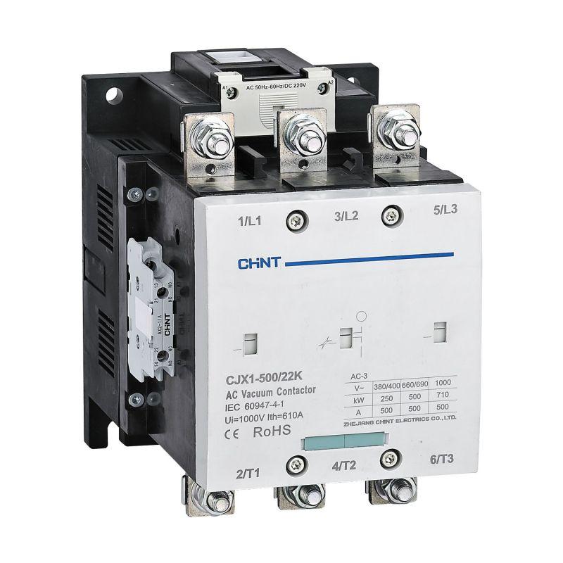 контактор вакуумный cjx1-500/22k 500а 220в ac/dc 2но+2нз ac-3 chint 275715 от BTSprom.by