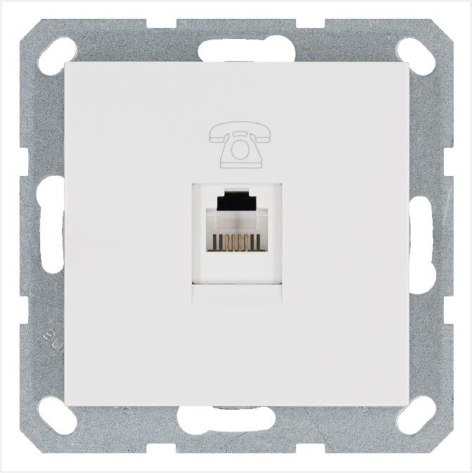 розетка телефонная 1-м rj11 механизм бел. глянцевый jasmartg6101w от BTSprom.by