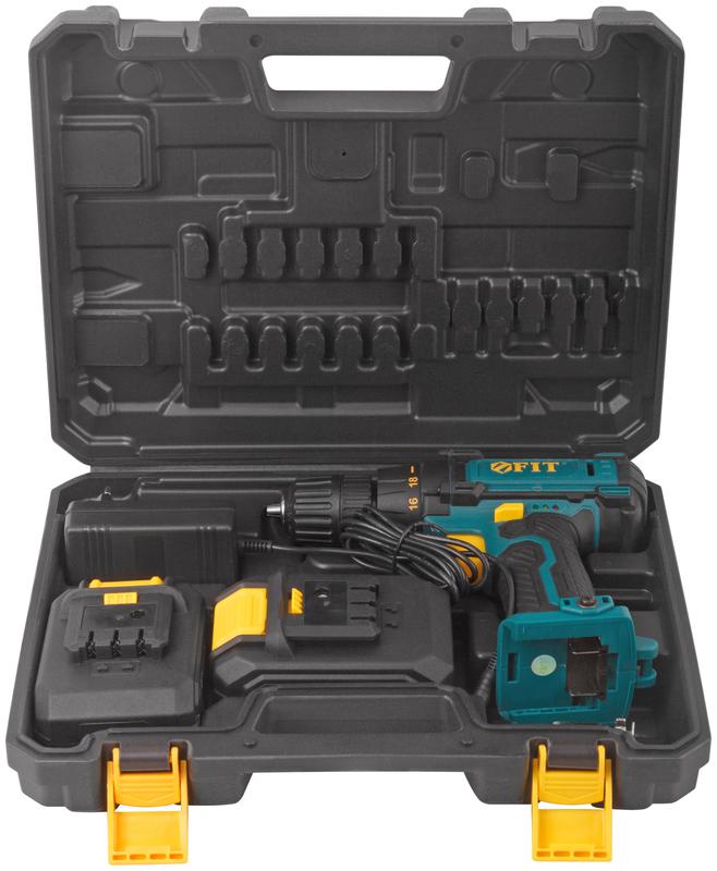  Дрель-шуруповерт аккумуляторная 18В 0-450/1550об/мин 29Нм 2 (Li-Ion) 1.3А.ч FIT 80199 фото в каталоге от BTSprom.by