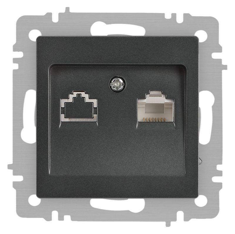 розетка компьютерная 1-м сп accent 6-303-07 rj45 ip20 графит intro б0063638 от BTSprom.by