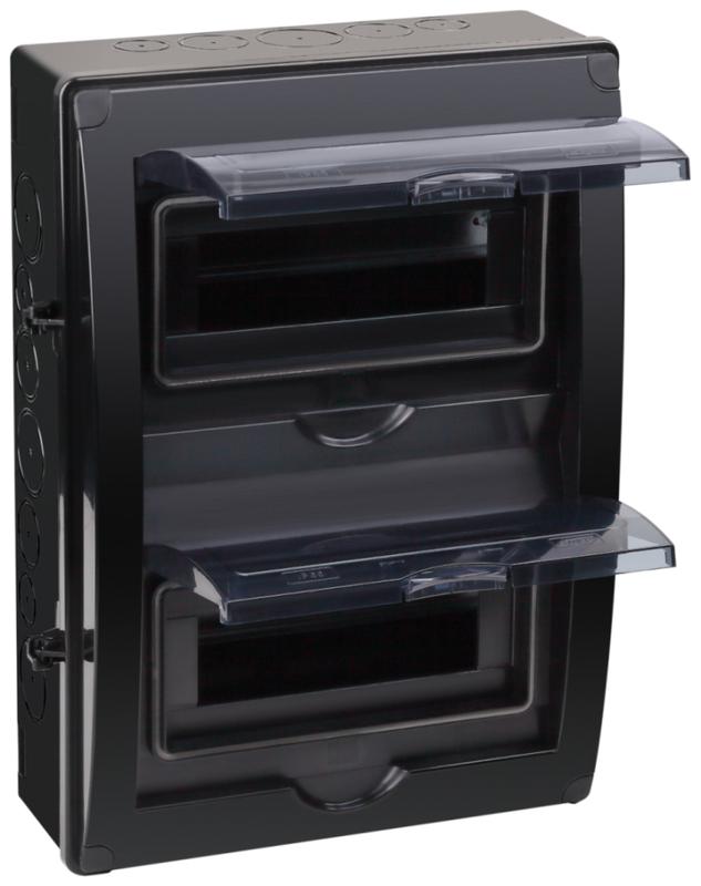 щиток отркрытая проводка на 20 модулей с 2 вертик.дверцами 390х302х120мм черный ip65 ухл1 ruvinil 69020ч от BTSprom.by