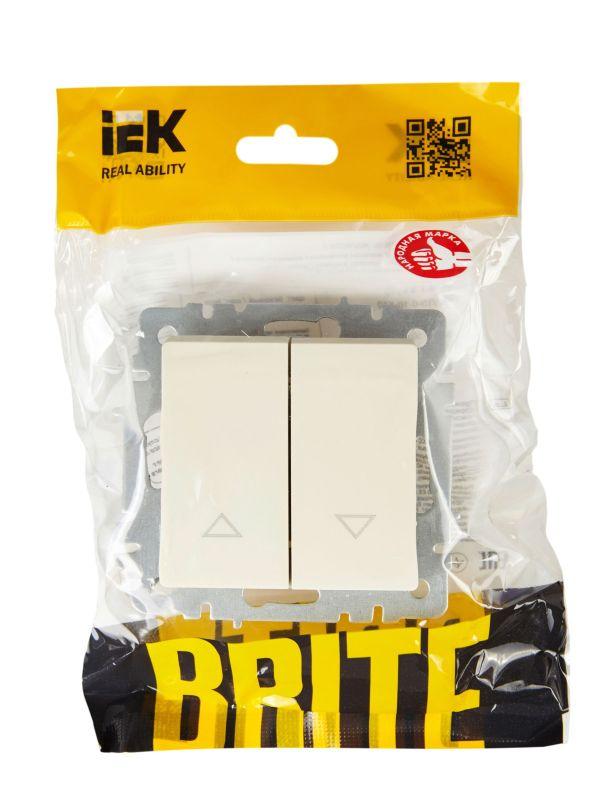  Выключатель жалюзи СП BRITE ВС10-1-5-БрКр 10А механизм беж. IEK BR-V15-0-10-K10 фото в каталоге от BTSprom.by