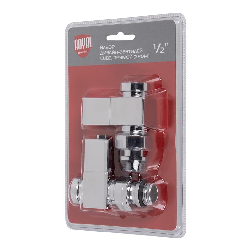  Набор дизайн-вентилей CUBE прямой 1/2дюйм хром Royal Thermo НС-1193189 фото в каталоге от BTSprom.by