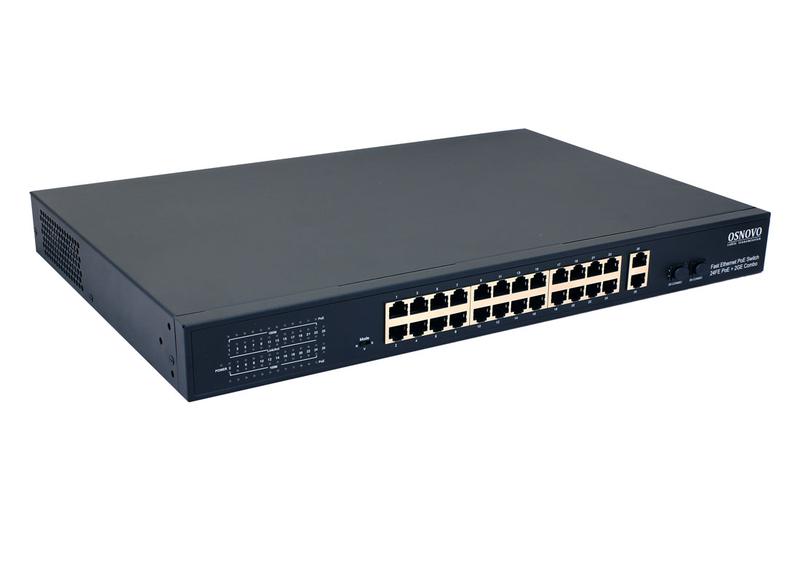 коммутатор poe sw-62422(400вт) fast ethernet на 24хrj45 портов + 2хge combo uplink порта osnovo 13235 от BTSprom.by