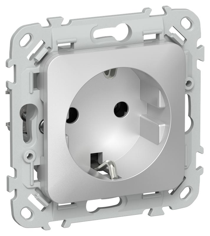 розетка сп flite рс11-1-фла 16а с заземл. без защ. шторок безвинтовое крепление механизм алюм. iek fi-r11-16-1-k47 от BTSprom.by