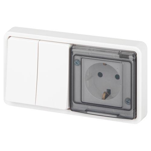 блок сп эксперт 11-7522-01 (розетка + выключатель) 16a ip55 250в 10ax двойн. бел. эра б0063274 от BTSprom.by